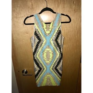 Francesca’s Harper Tribal Neon & Gold dress